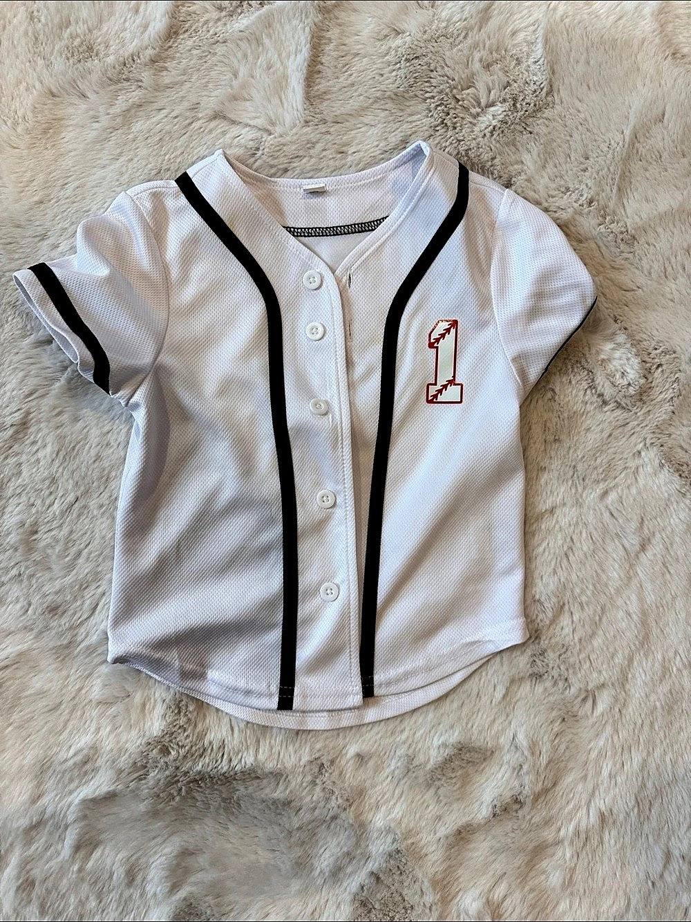 Kids Baseball Jersey in White & Black Like New